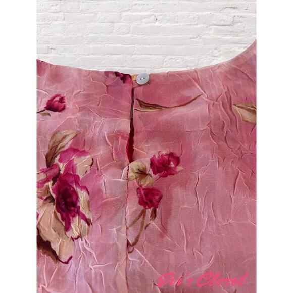 August Max Woman Pink Floral Rose Boho Cottage Core Top Sleeveless Sz 20 - Picture 6 of 10
